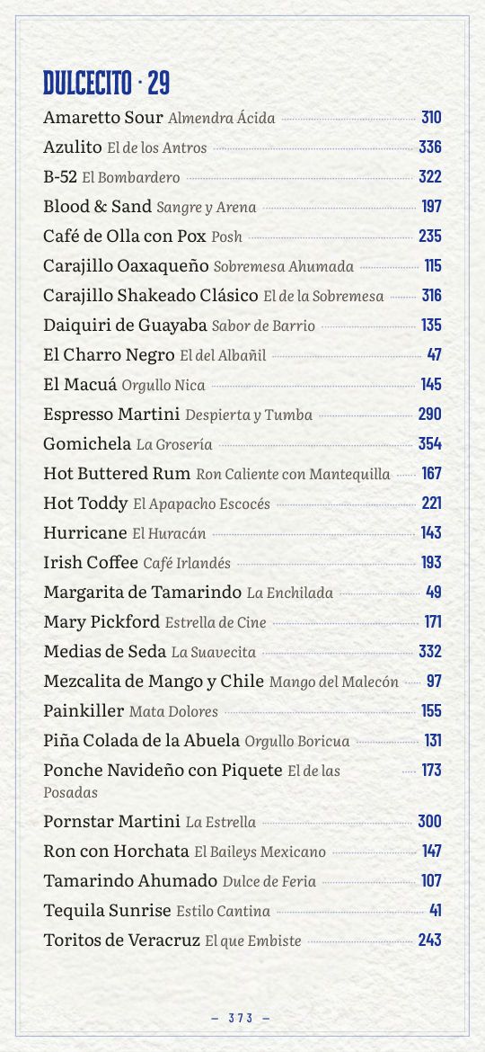 Página del índice por perfil de sabor